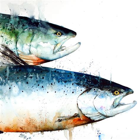 SALMON Watercolor Fish Art Print Salmon Painting Fish Print | Etsy