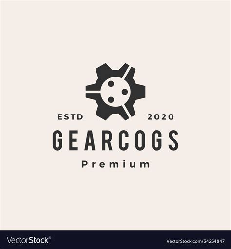 Gear cog cogs people hipster vintage logo icon Vector Image