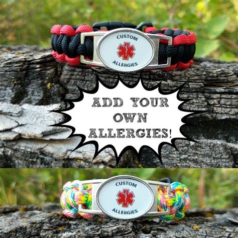 Allergy Alert Bracelet - Custom Medic Alert Survival Bracelet by RockyMountainCord on Etsy ...