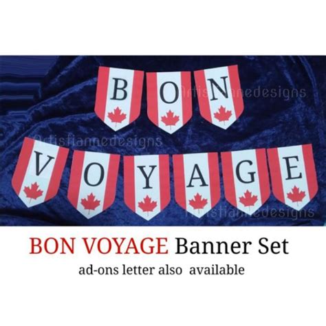 BON VOYAGE banner set Canadian flag red white American flag ireland ...