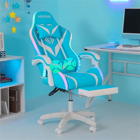 HOFFREE Gaming Chair with RGB LED Lights Ergonomic Computer Chair with ...