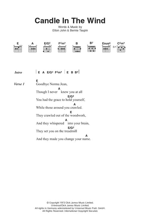 Candle In The Wind by Elton John - Guitar Chords/Lyrics - Guitar Instructor