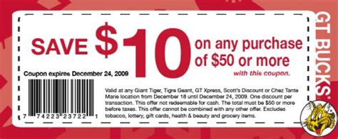 Canadian Coupons: Giant Tiger $10 Off on $50 Purchase, $25 Off on $100 Purchase, valid til Dec ...