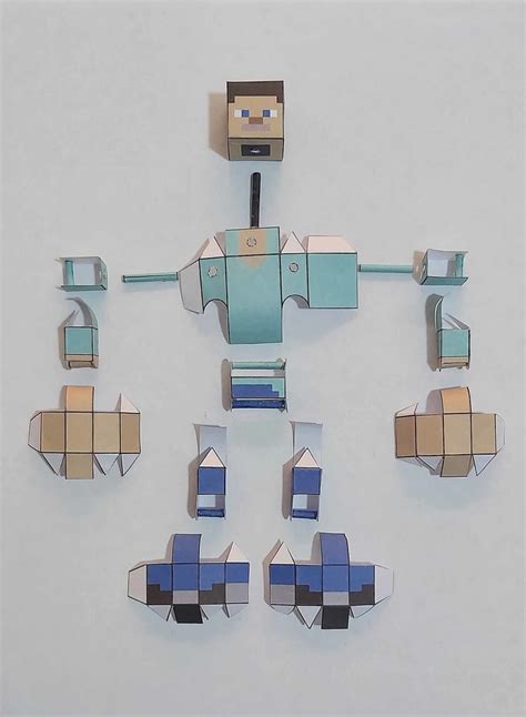 Papercraft Minecraft Steve Articulado Cartela 10 Boneco Articulado ...