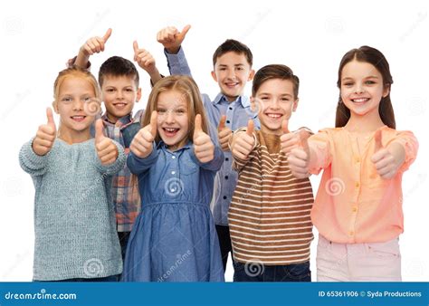 Happy Children Showing Thumbs Up Stock Photo - Image of friendship, family: 65361906