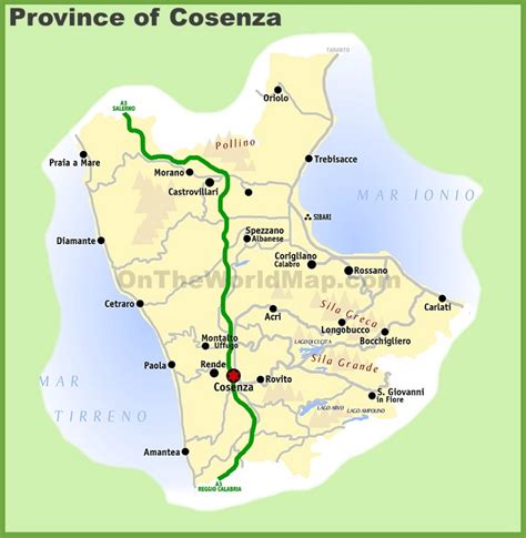 Province of Cosenza map - Ontheworldmap.com