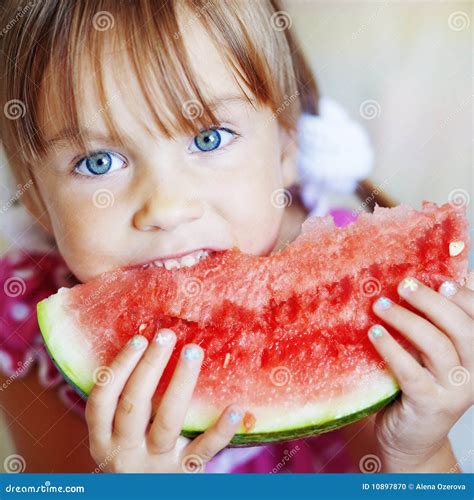 Funny Child Eating Watermelon Stock Photo - Image: 10897870