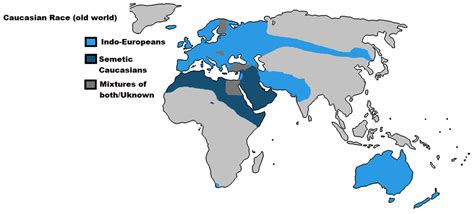 Caucasian race map