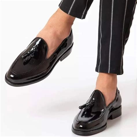 Shiny Black Loafers Leather Men's Shoes Black Loafers - Etsy