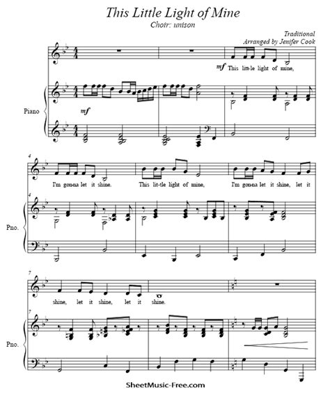 This Little Light Of Mine Hymn Sheet Music | Shelly Lighting