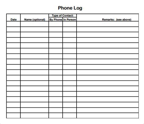 FREE 5+ Sample Printable Phone Log Templates in PDF | MS Word