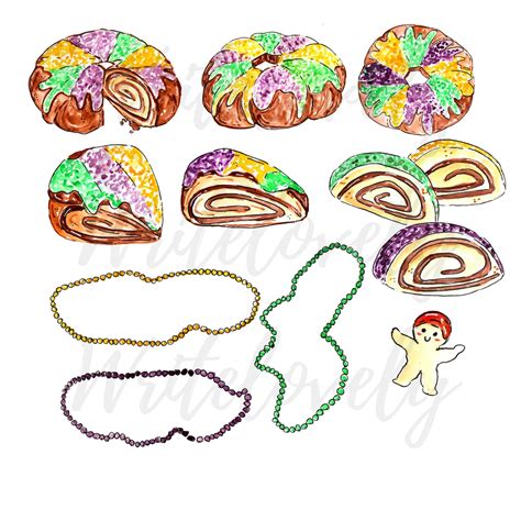 Mardi Gras Clip Art Watercolor King Cake Food Cake PNG - Etsy