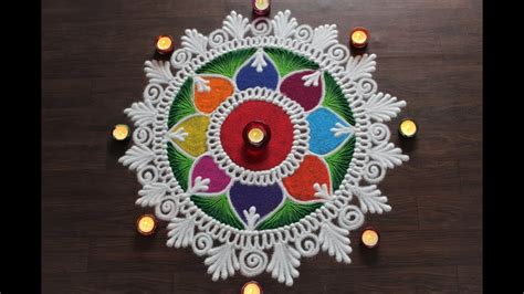 Attractive Laxmi pujan special sanskar bharti rangoli designs with colours for Diwali