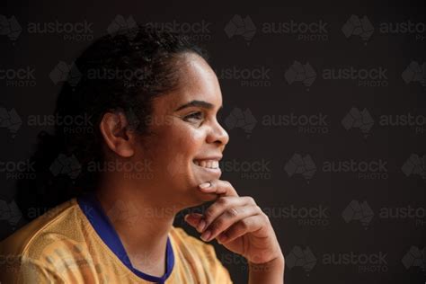 Image of Close up portrait of Aboriginal woman - Austockphoto