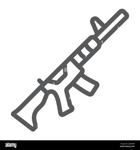 M4A1 line icon, rifle and military, automatic machine sign, vector graphics, a linear pattern on ...