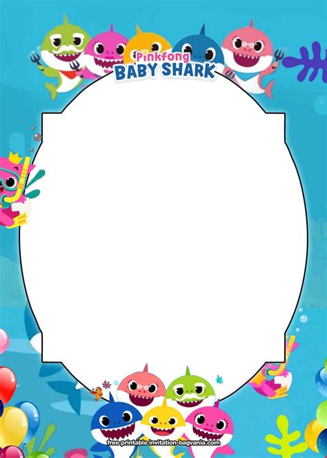 FREE Printable Baby Shark Birthday Invitation Templates (With images)