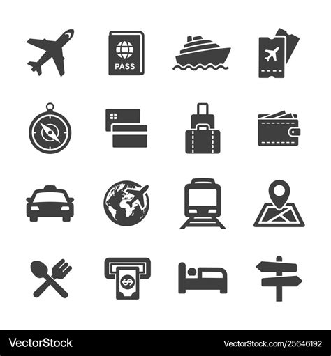 Tour and travel icon set Royalty Free Vector Image