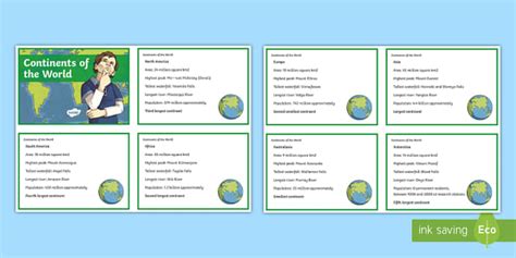 Continents of the World Cards | Key Facts | Primary Resource