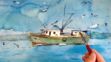 Watercolor Painting Demo of a Fishing Boat by Yong Chen, Part 2 - YouTube