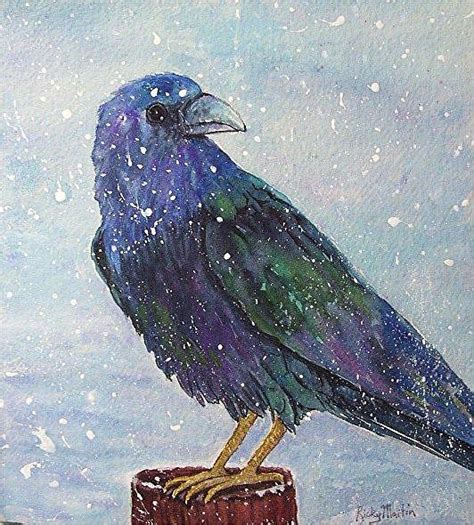 Raven in Winter - sold - by Ulrike 'Ricky' Martin from Winter art exhibit