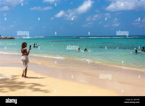 Beach view at Dunns River Falls, Ocho Rios, St Ann Parish, Jamaica, Greater Antilles, Caribbean ...