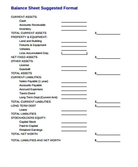 FREE 10+ Sample Balance Sheet Templates in MS Word | PDF