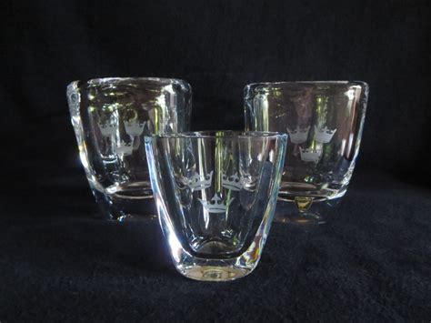 3 Vintage Orrefors crystal vases / Small Orrefors by LesCurieux