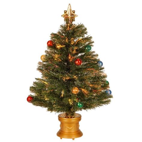 National Tree Company 2.67 ft. Fiber Optic Fireworks Artificial Christmas Tree with Ball ...