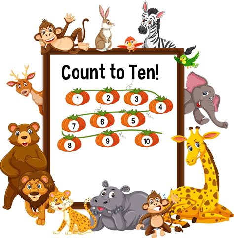 Count to ten board with wild animals 2676704 Vector Art at Vecteezy