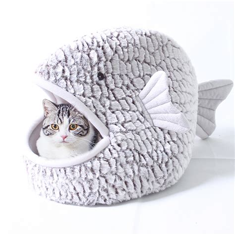 Fish Shape Cat Bed Nest Warm Kitten Dog Sleeping Beds Kennel | Etsy