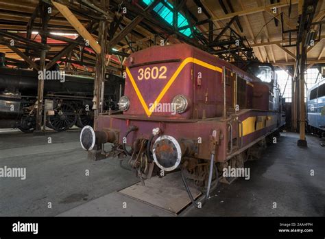 Luxembourg electric locomotive, Luxembourg crocodile, class 3602, built 1958-1960, roundhouse ...