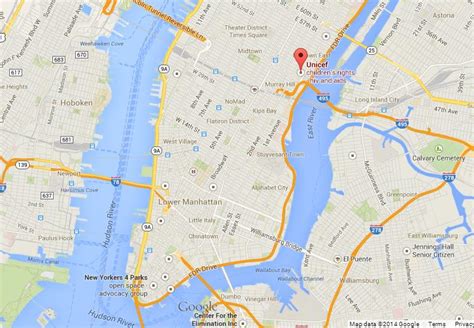 United Nations Headquarters on Map of Manhattan