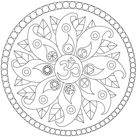 Mandala with peace symbols - Mandalas Adult Coloring Pages