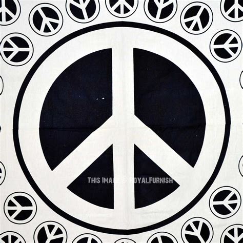 White Peace Symbol Cotton Wall Tapestry - RoyalFurnish.com