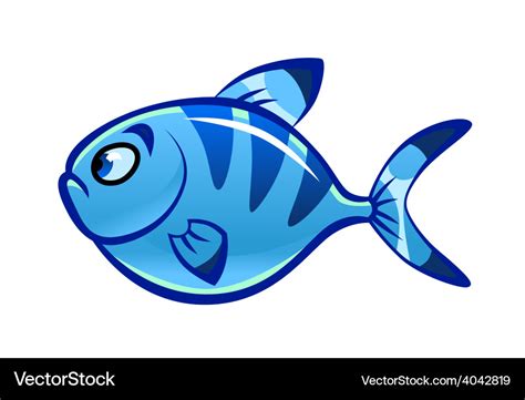 Cartoon blue fish Royalty Free Vector Image - VectorStock