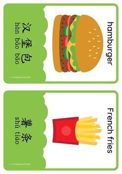 Fast Food 快餐 Chinese Learning Flashcards for Kids by Chinese4kids