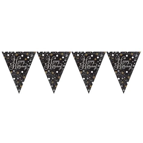 Gold Sparkling Happy Birthday Bunting | Party Save Smile