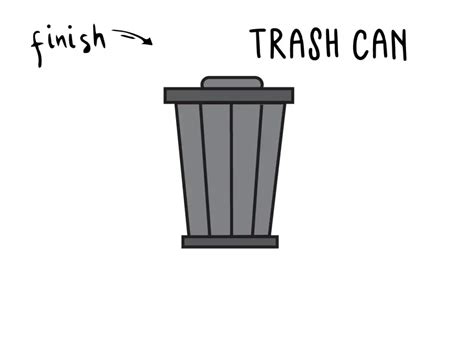 How To Draw a Simple Cartoon Trash Can for Kids - Rainbow Printables