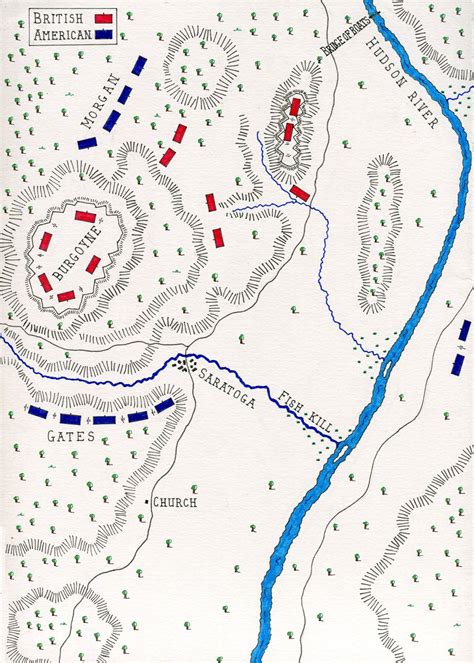 Map of the the Battle of Saratoga in the American Revolutionary War on ...