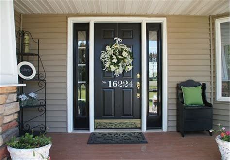 Image result for For Front Door Colors with Taupe House Black Shutters | Painted front doors ...