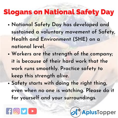 National Safety Day Slogans | 15 Unique and Catchy National Safety Day Slogans in English - A ...