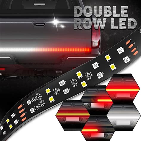 LED Tailgate Light Bar 3 Row 60 Inch LED Light Bar Strip Red Running Brake Amber Turn Signal ...