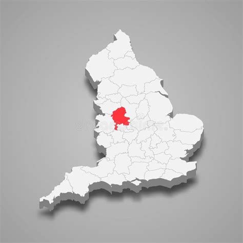 Staffordshire County Location within England 3d Map Stock Vector - Illustration of ...