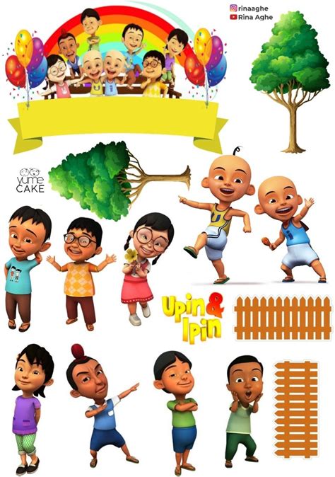 Upin ipin dan kawan kawan topper cake printable | Cake toppers, Tema ...