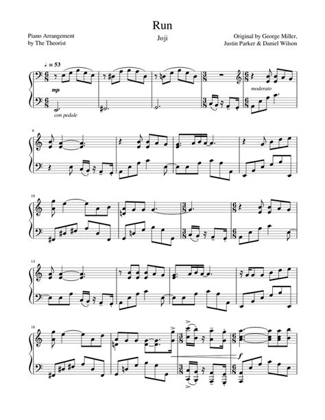 Run - Joji Sheet music for Piano (Solo) | Musescore.com