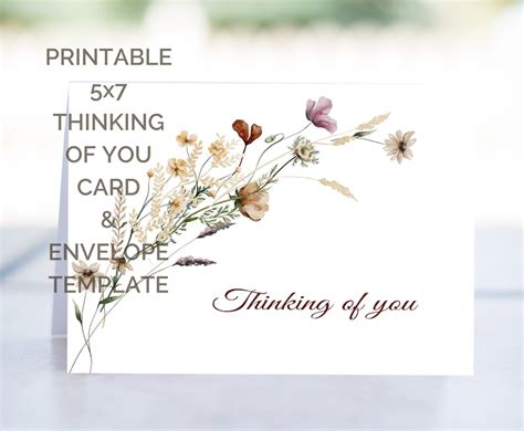 Thinking of You, Sympathy Card, Printable, Greeting Card, Digital Card ...