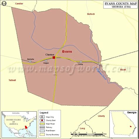 Evans County Map, Map of Evans County Georgia