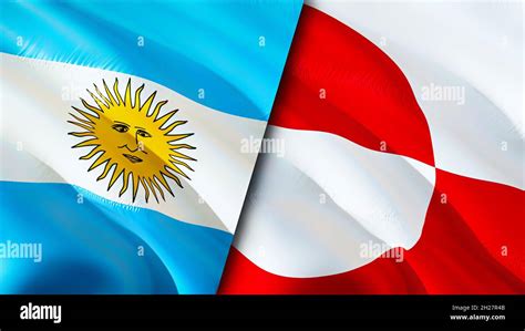 Argentina and Greenland flags. 3D Waving flag design. Argentina Greenland flag, picture ...