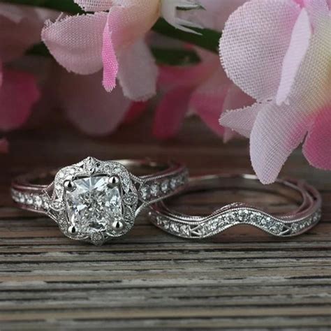 Retro Vintage 3 Stone Bridal Set Wedding Engagement Ring 2.48 - Etsy