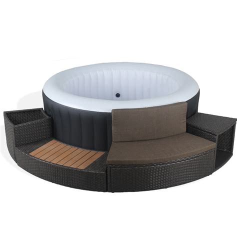 New Design Outdoor Hotel Garden Patio Surround Hot Tub Synthetic Rattan ...